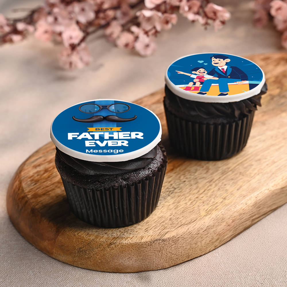 Two Mini Bite Personalised Cupcakes For Dad