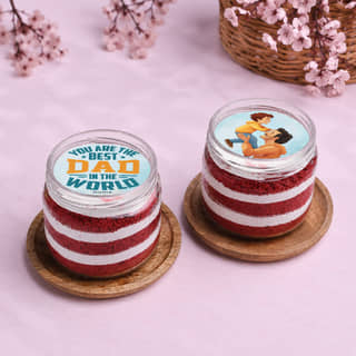 Two Personalised Red Velvet Jar Cakes For Dad Two Personalised Red Velvet Jar Cakes For Dad