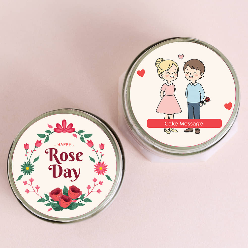 Two Rose Day Red Velvet Jar Cakes
