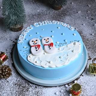 Two Snowmen Christmas Pineapple Cake 2023