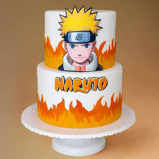 Two-Tier Blazing Naruto Cream Cake