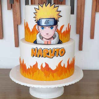 Two-Tier Blazing Naruto Cream Cake