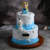 Side View of Two-Tier Frozen Theme Fondant Cake