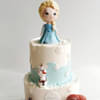 Side View of Two-Tier Frozen Theme Fondant Cake