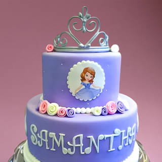 Zoomed-In View of Two Tier Sofia Cake