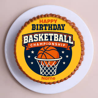 Front View of Basketball Fan Birthday Cake Front View of Basketball Fan Birthday Cake