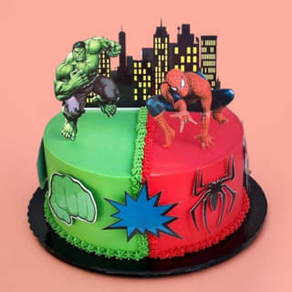 Hulk N Spiderman Theme Cake Hulk N Spiderman Theme Cake
