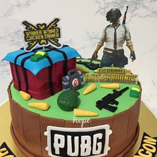 Zoomed View of PUBG Fondant Cake