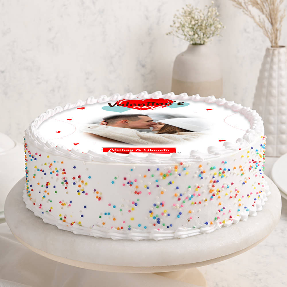 Valentines Day Photo Cake Side View of Valentines Day Photo Cake