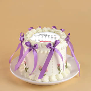 Valentines Day Calendar Ribbon Cake
