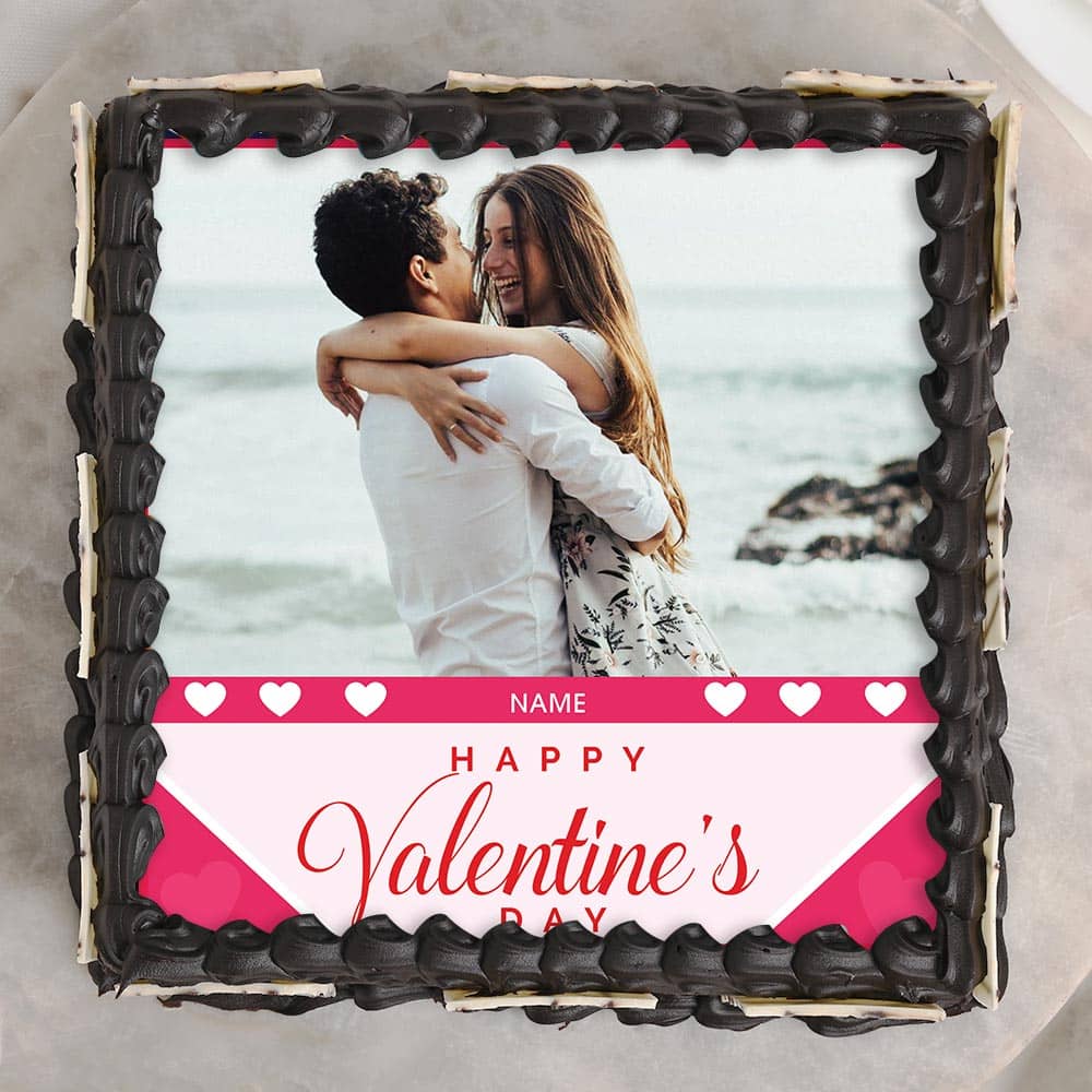 Valentines Day Photo Cake Top View of Valentines Day Photo Cake