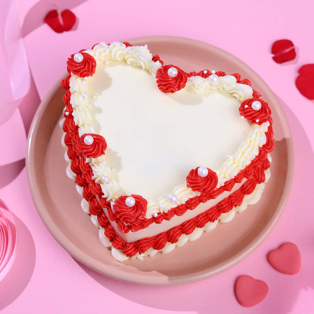 Top View of Valentine's Vintage Milk Chocolate Raspberry Cake