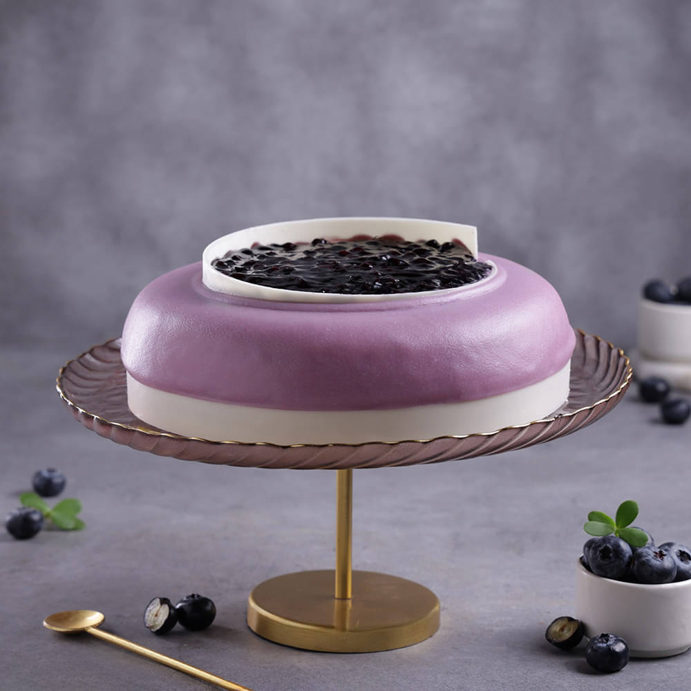 Front View of Vanilla Blueberry Cake