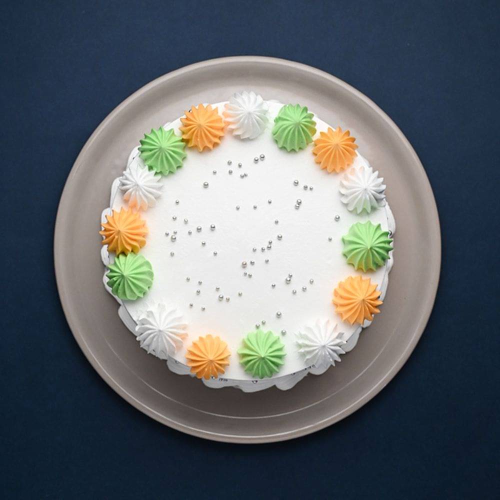 Top View of Cream Dollops Vanilla Cake