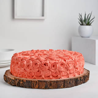 Side View of Rosey Cake Of Love: Send Cake Online