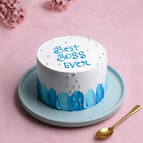 Vanilla Sprinkle Blue Boss Day Cake