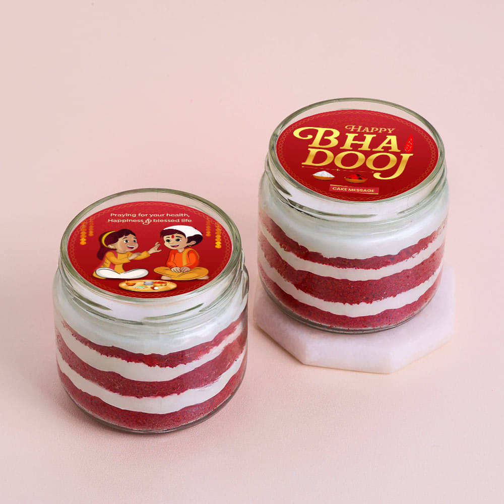 Red Velvet Bhai Dooj Jar Cakes