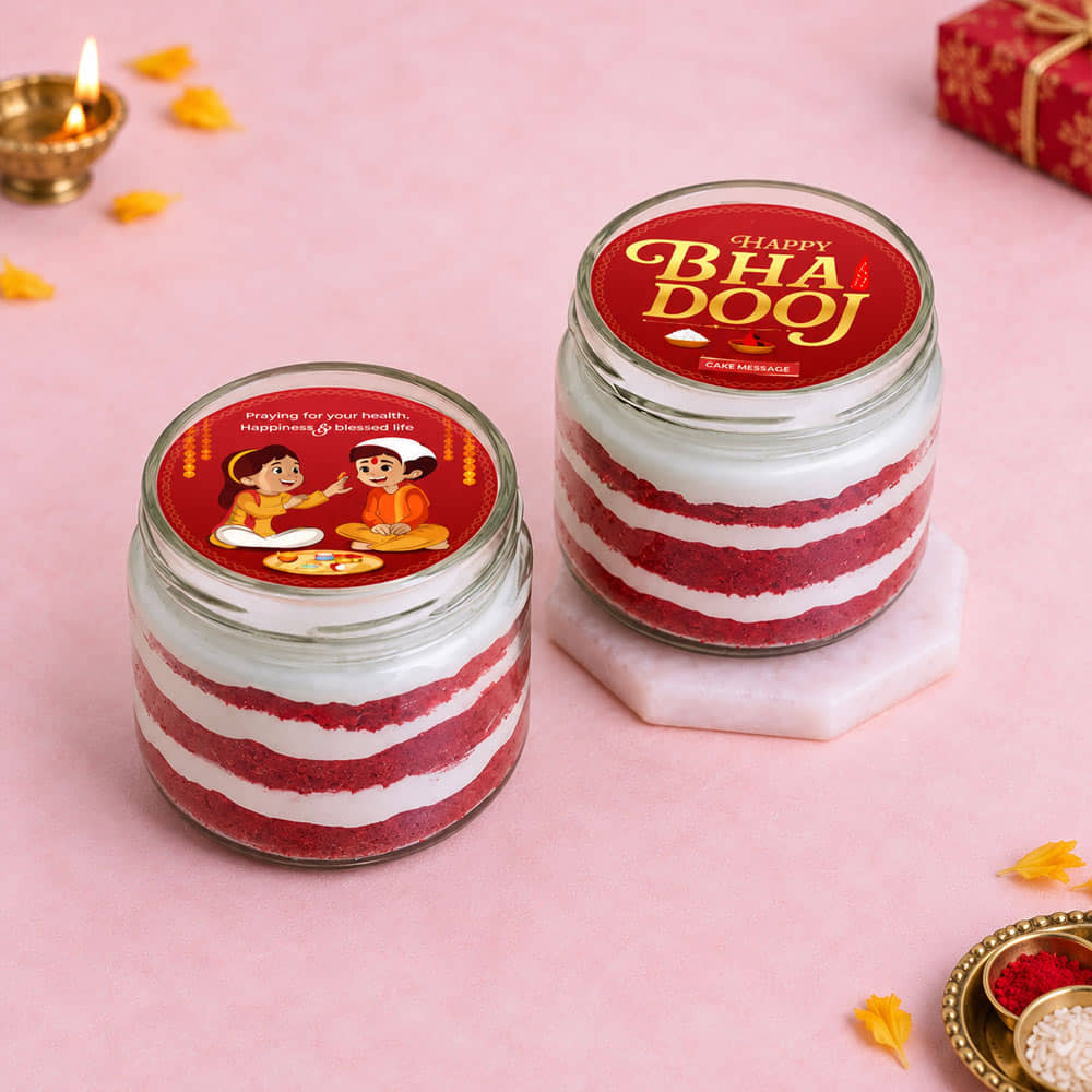 Red Velvet Bhai Dooj Jar Cakes