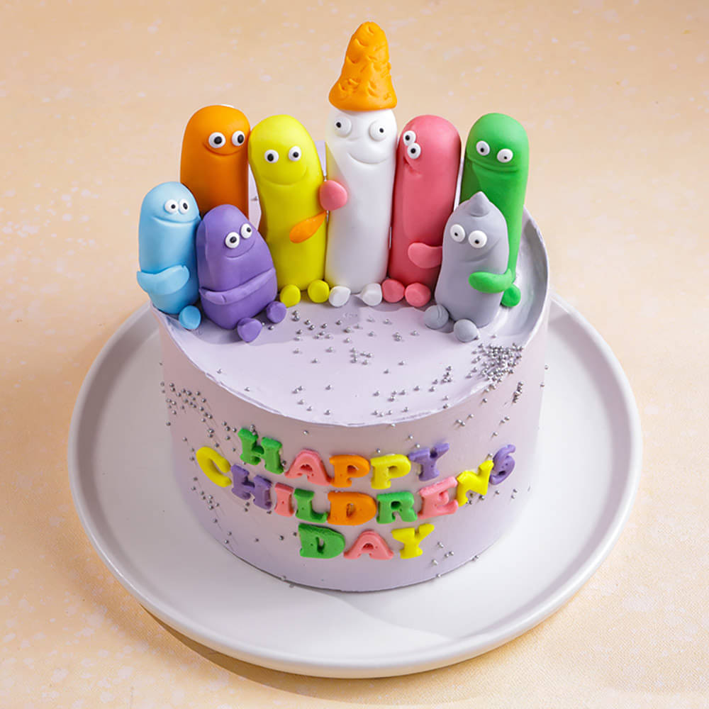 Top View of Vibrant Childrens Day Cake