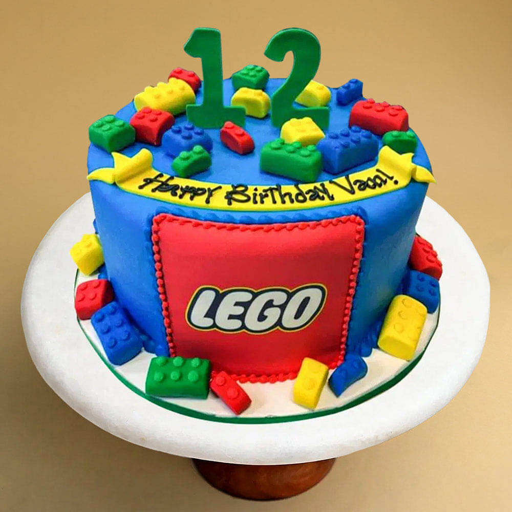 Vibrant Fondant Lego Cake Vibrant Fondant Lego Cake