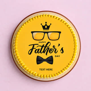 Top View of Round Yellow Photo Cake For Fathers Day