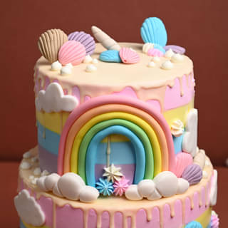 Zoomed View of Vibrant Unicorn Party Cake
