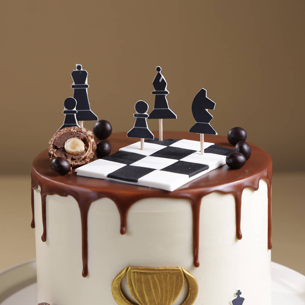 Zoomed View of Victory Move Chess Cake