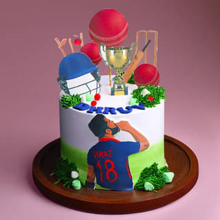 Side View of Virat Cricket Theme Cake