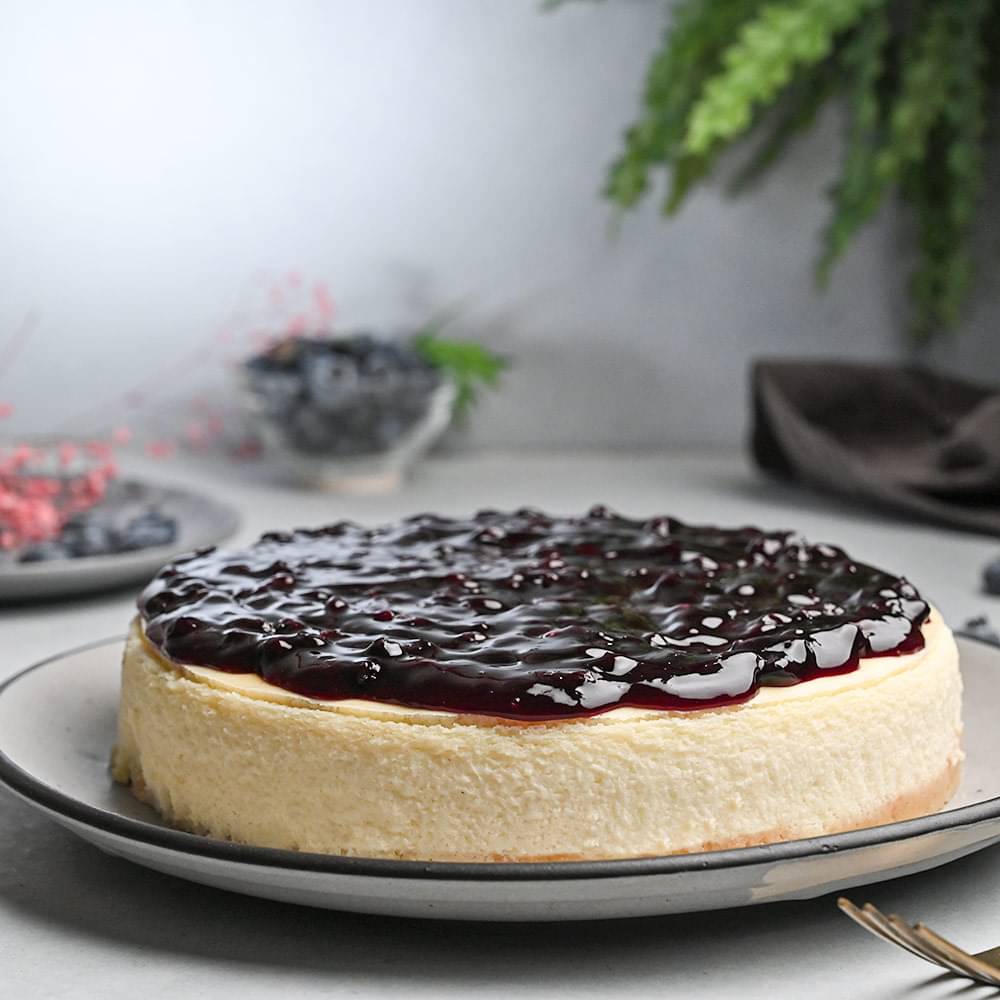 Side View of Blueberry Cheesecake