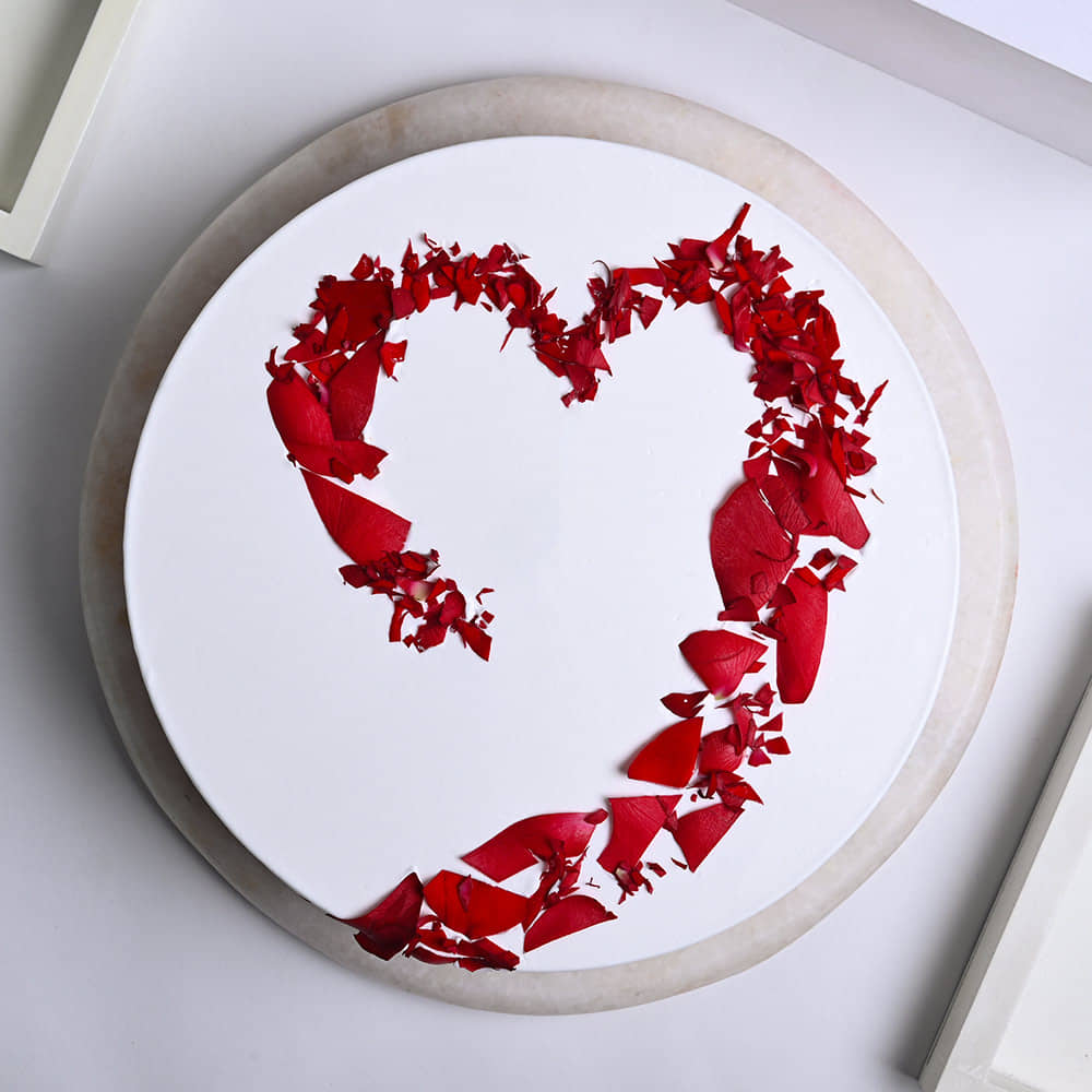 Top View of Warmth Of Love Vanilla Cake