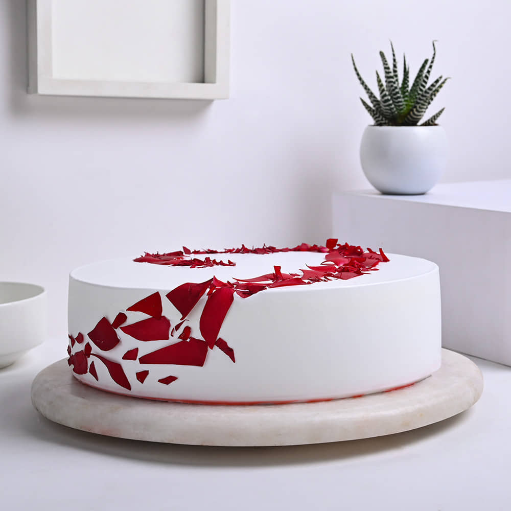 Side View of Warmth Of Love Vanilla Cake