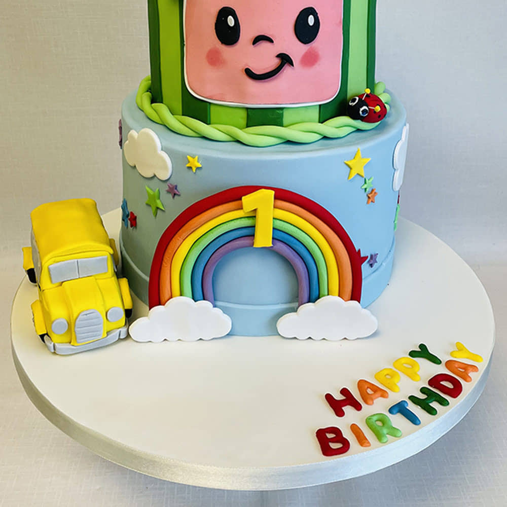 Side View of Whimsical Fondant Cake