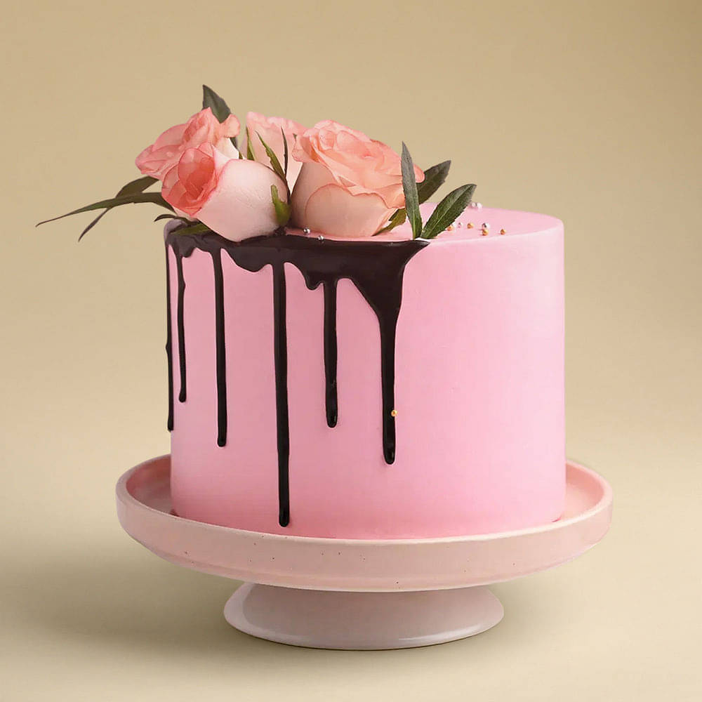Pink Rose Cake with Romantic Rose Swirls