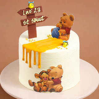 Zoomed-In View of Winnie the Pooh N Tigger Cake