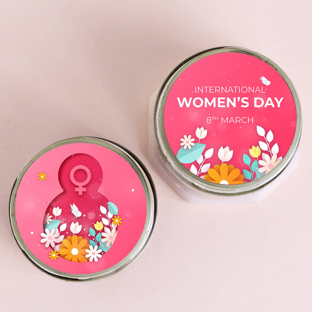 Women's Day Combo Photo Jar Cake 