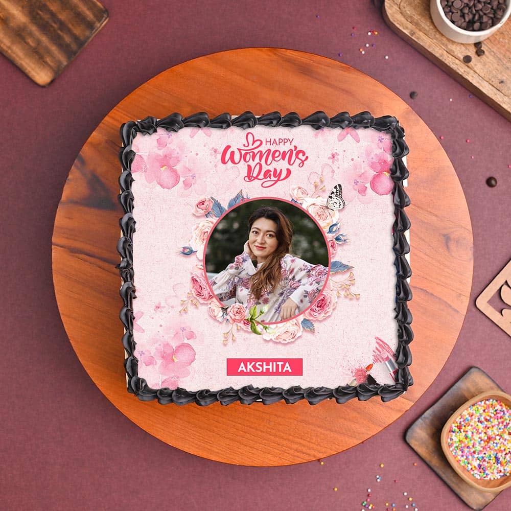 Women's Day Square Photo Cake
