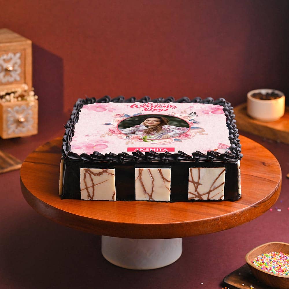 Women's Day Square Photo Cake