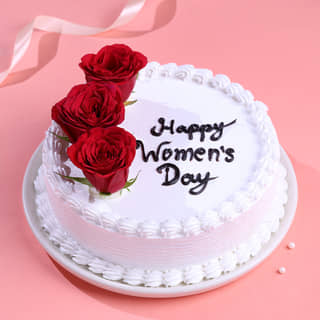 Women's Day Cake with Red Rose 