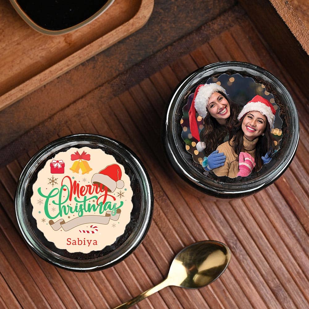 Xmas Photo Choco Jar Cake Duo