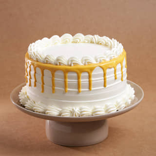 Front View of Yellow Glaze Vanilla Cake