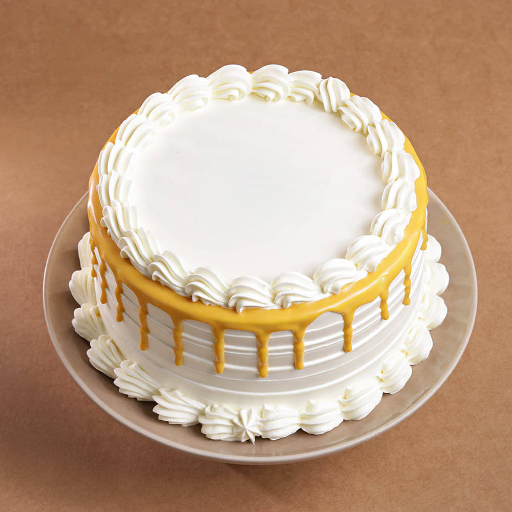 Yellow Glaze Vanilla Cake Top View of Yellow Glaze Vanilla Cake