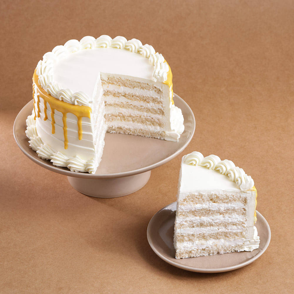 Yellow Glaze Vanilla Cake Sliced View of Yellow Glaze Vanilla Cake